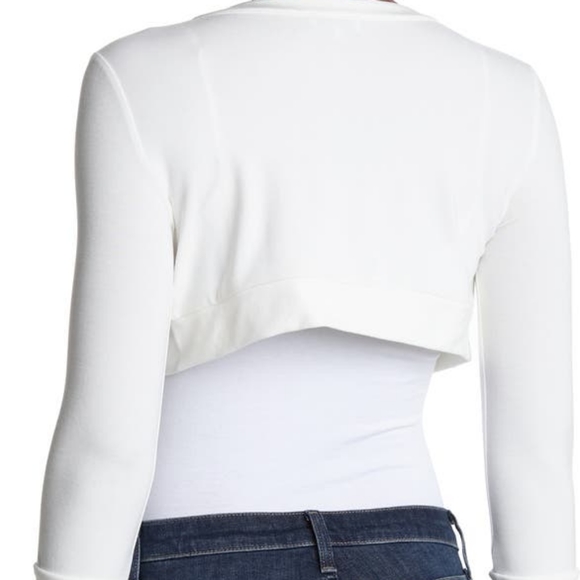 WeWoreWhat We Wore What Knit Cropped Cardigan Off White Viscose Button Down Top - Picture 4 of 12